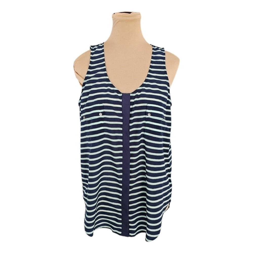 PJK Patterson J. Kincaid Dark and Light Blue Relaxed Tank Top Sz 1